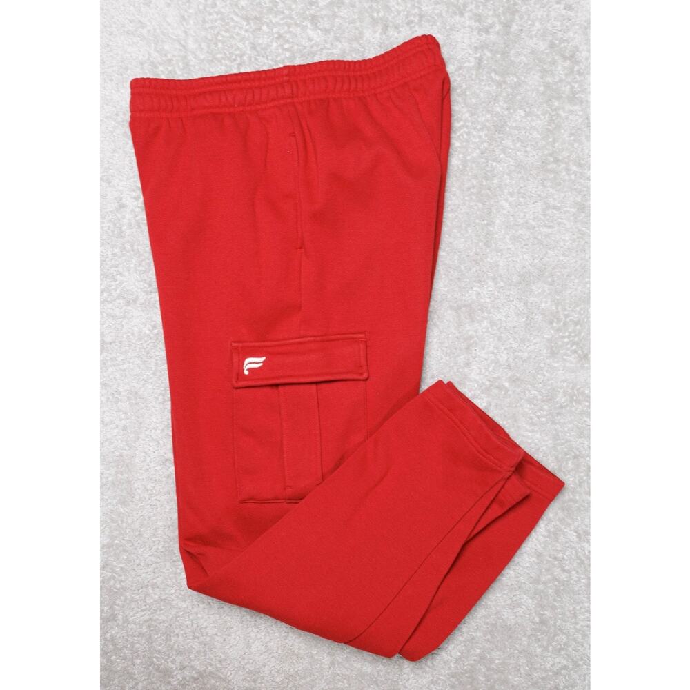 Fabletics Cozy Fleece Holly Berry Red Wide Leg Cargo Sweatpants Womens Size M